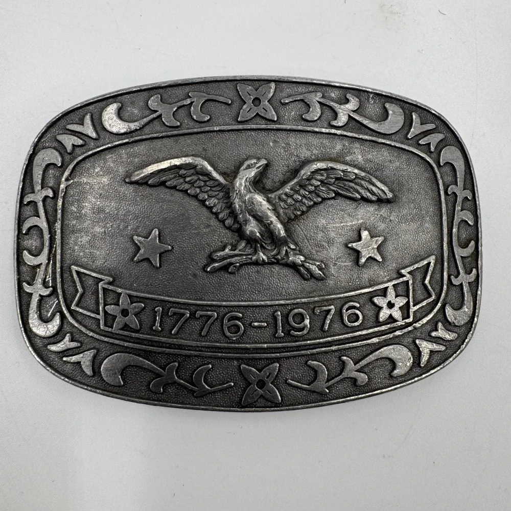 Celebrity Belt Buckle Unisex OS Silver Bicentennial‎ 1776-1976 Eagle Americana